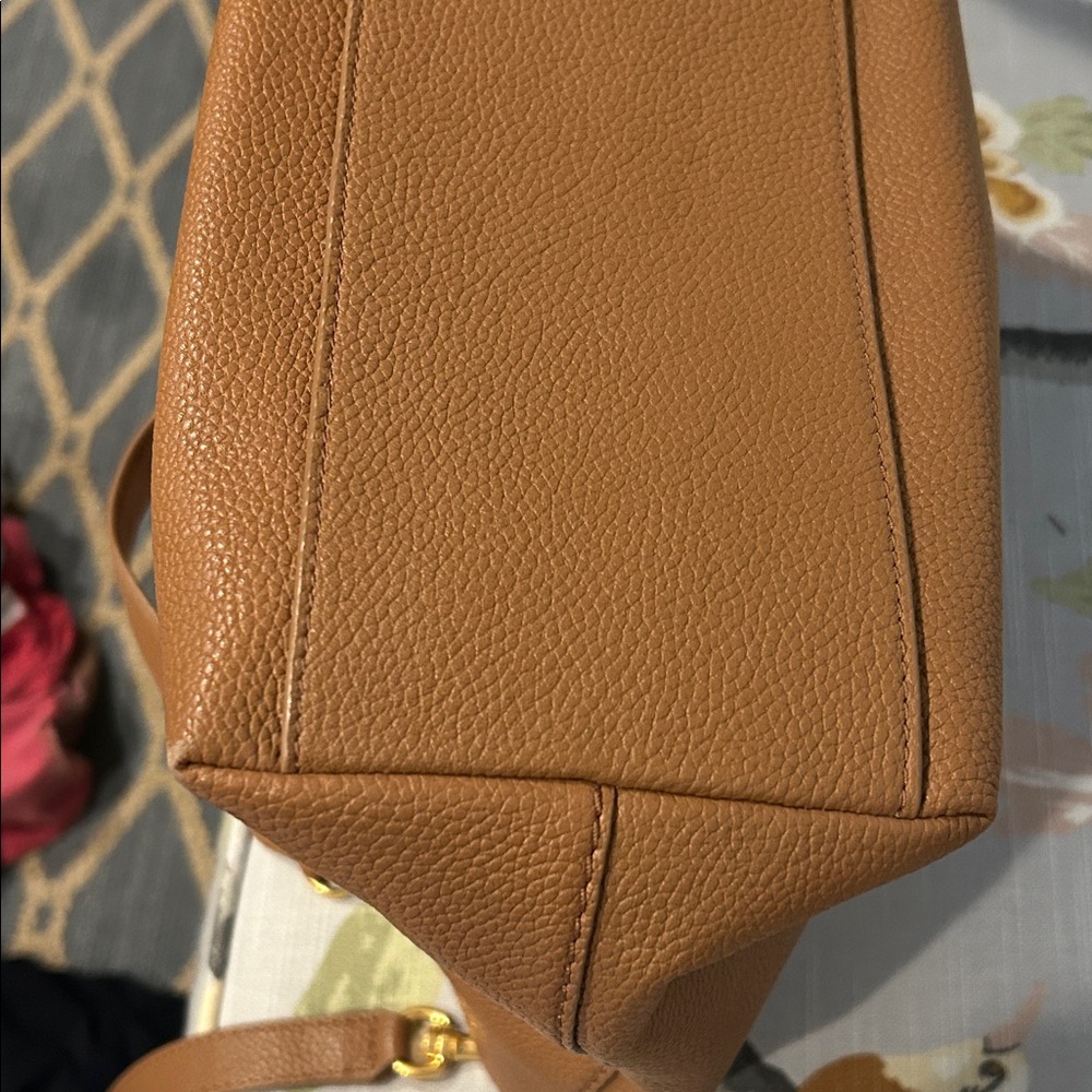 Tory Burch Brown Leather Tote with Gold Accents - Picture 8 of 13